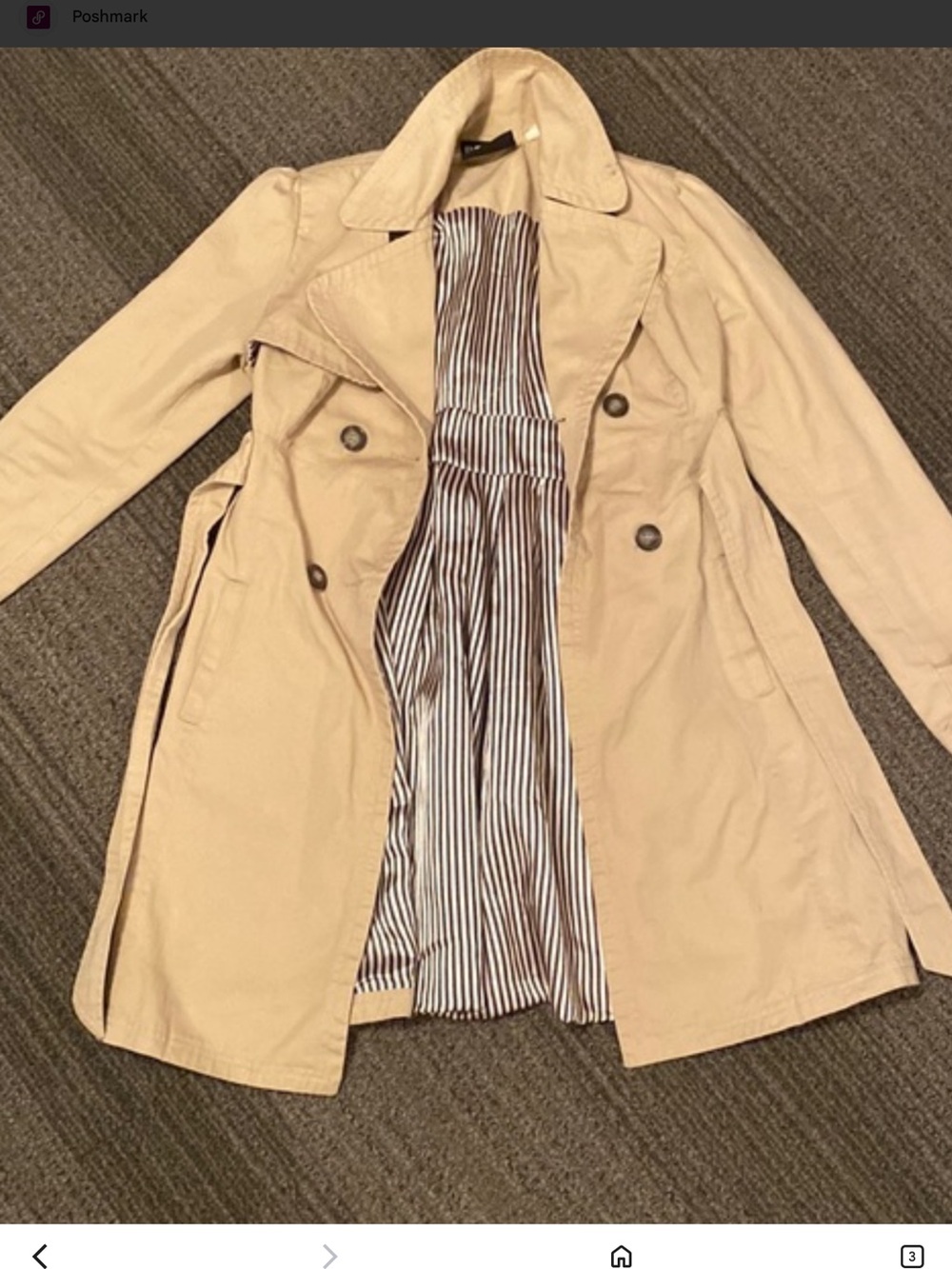 BDG Camel Double-Breasted Trench Coat. EUC M - Picture 2 of 7